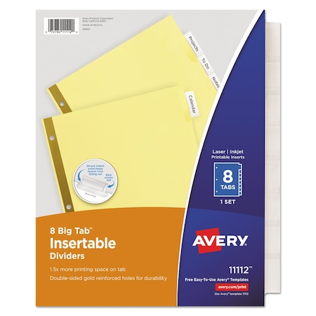 Avery Insertable Big Tab Dividers, 8-Tab, Letter 11112